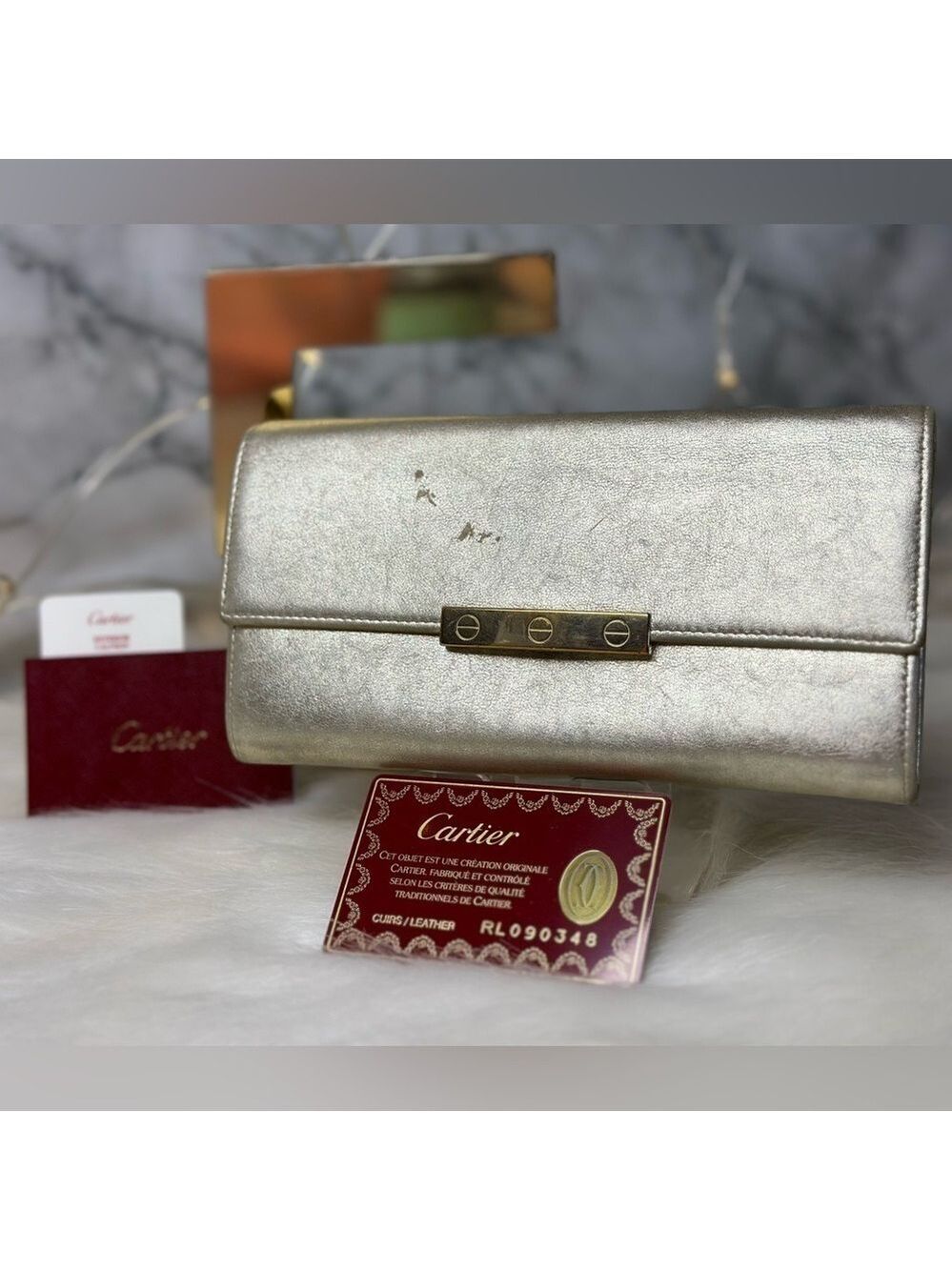 Authentic Cartier Love Collection Gold Calfskin Leather Long Wallet France Made - Picture 2 of 16